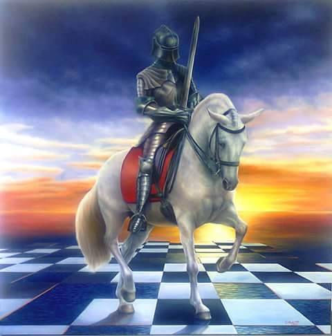 CABALLERO DE ARMADURA PLATEADA Oil Canvas Figure Painting