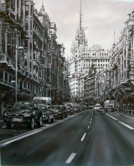 GRAN VIA Óleo Lienzo Paisaje