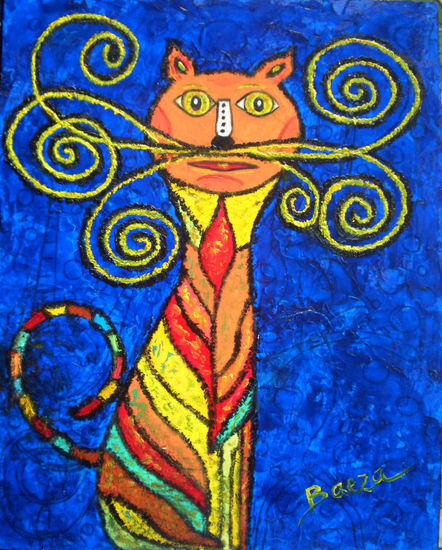 GATO ROSA Oil Panel Animals