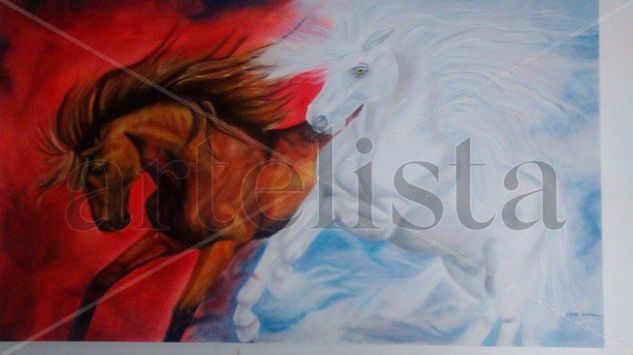 caballos fantasticos Oil Canvas Animals