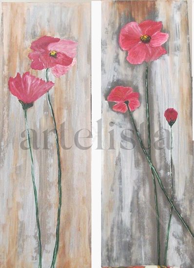 Amapolas Oil Panel Floral Painting