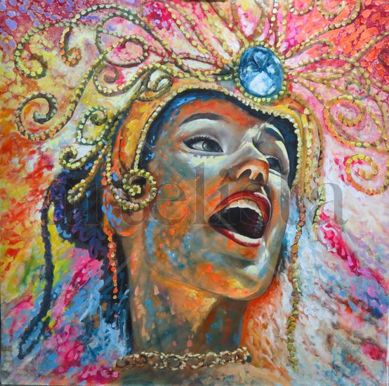 REINA DE CARNAVAL Óleo Lienzo Retrato