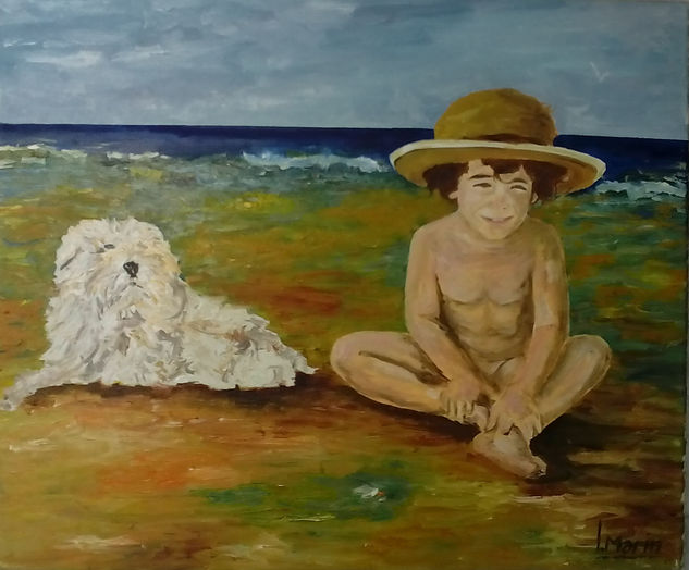 Eneko y Txistu Oil Canvas Marine Painting