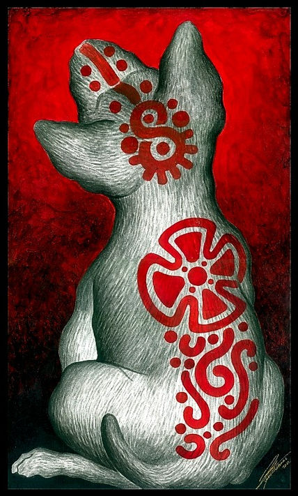 Perro Xolotl de flores