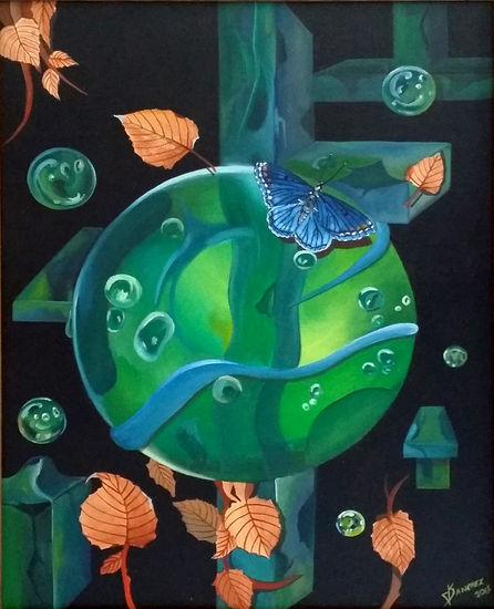 Mariposa Azul Oil Canvas Animals