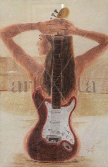 Guitarra Pastel Card Nude Paintings