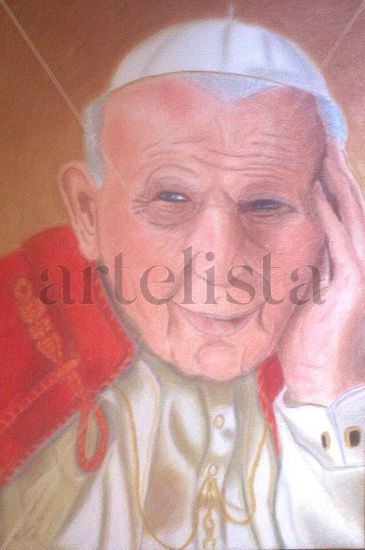 Juan Pablo II Pastel Card Portrait