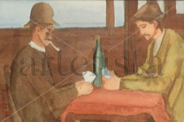 Jugadores de Cartas Tributo a Cezanne Watercolour Card Others