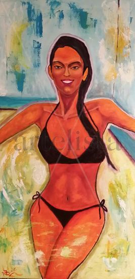 Mujer árabe en Jacuzzi Oil Canvas Figure Painting