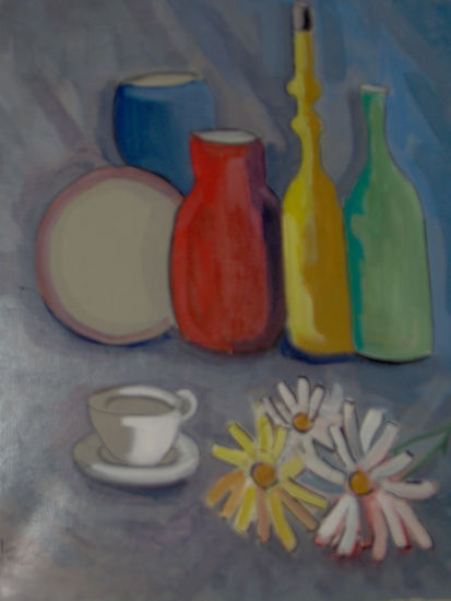 La botella amarilla Oil Canvas Still Life Paintings