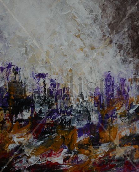 Ciudad Blanca y Morado Acrylic Paper Landscaping