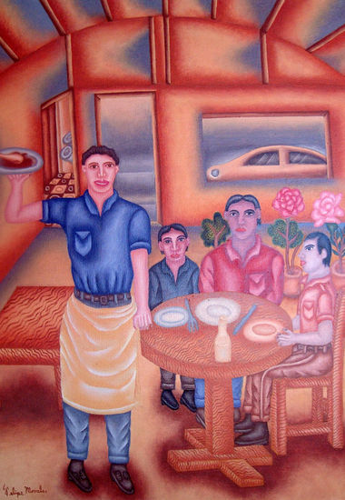 AMBIENTE DE RESTAURANT Oil Canvas Portrait