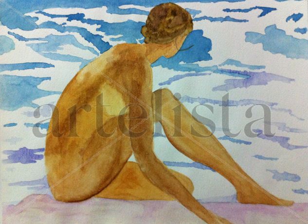 Océano de Emociones al desnudo Watercolour Paper Nude Paintings