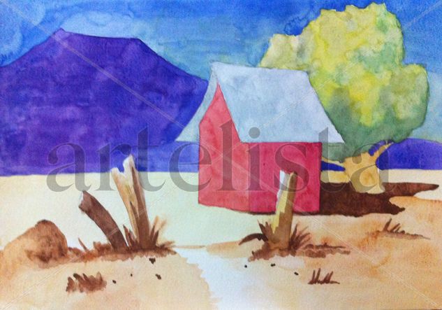 La casa roja Watercolour Paper Landscaping