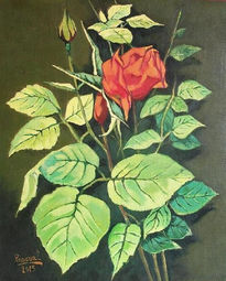 Rosa y hojas