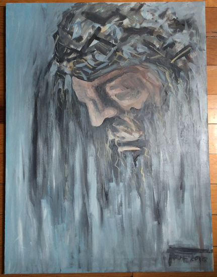 El Cristo Oil Textile Figure Painting