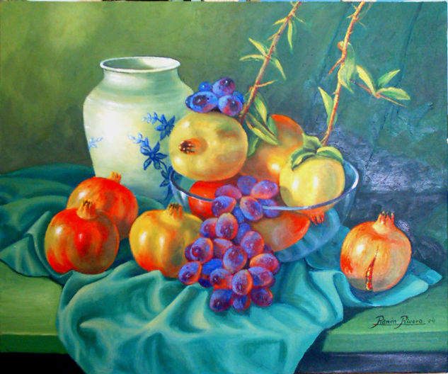 BODEGON GRANADAS Oil Canvas Still Life Paintings