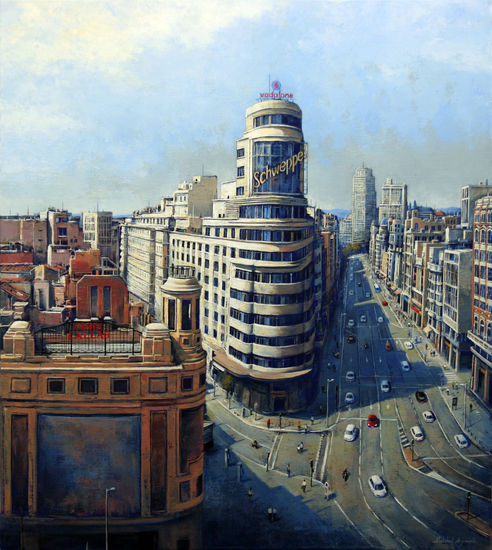 La Gran Vía Media Mixta Lienzo Paisaje