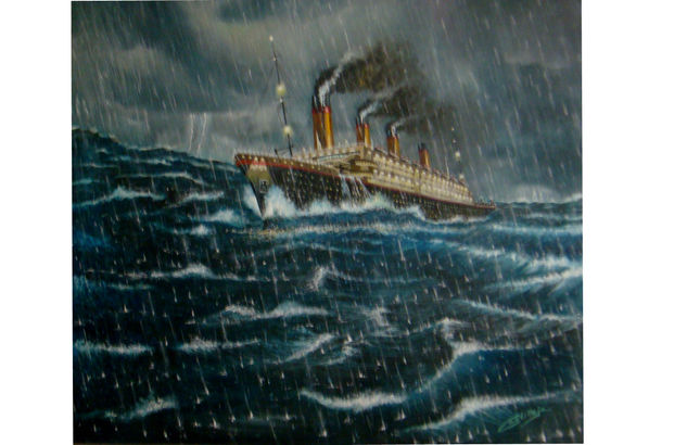 TORMENTA INESPERADA EN EL ATLANTICO NORTE Oil Canvas Marine Painting