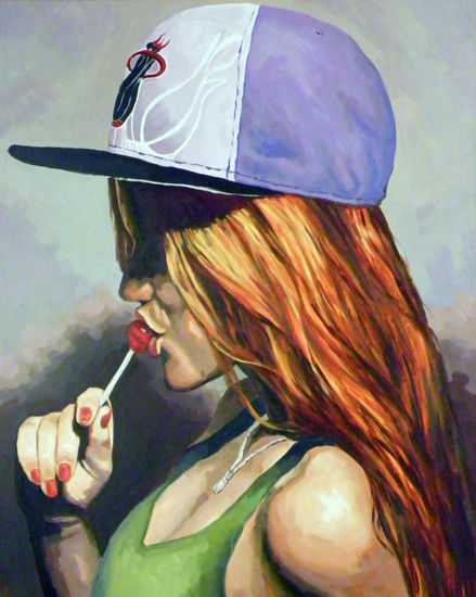 Lollipop Gal Acrylic Canvas Figure Painting