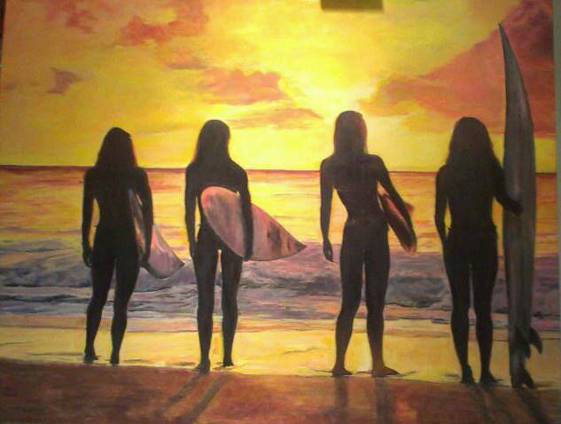 Surferes Acrylic Canvas Figure Painting