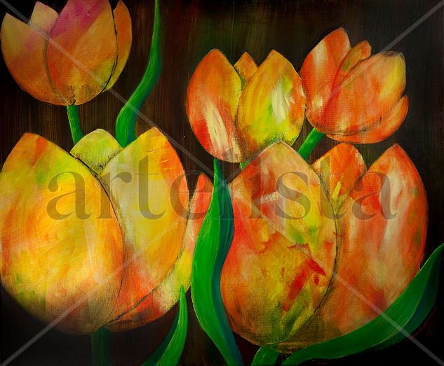 Tulipanes 1 Acrylic Canvas Floral Painting