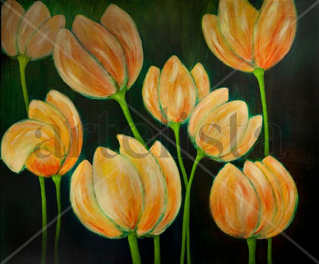 Tulipanes 2 Acrylic Canvas Floral Painting