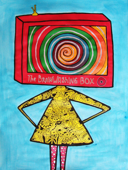 The Brainwashing Box Acrylic Paper Figure Painting