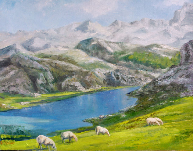 A la orilla del lago Oil Canvas Landscaping