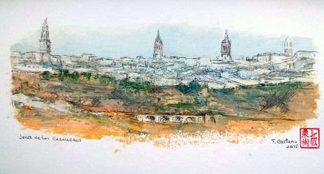 Jerez de los Caballeros Media Mixta Papel Paisaje