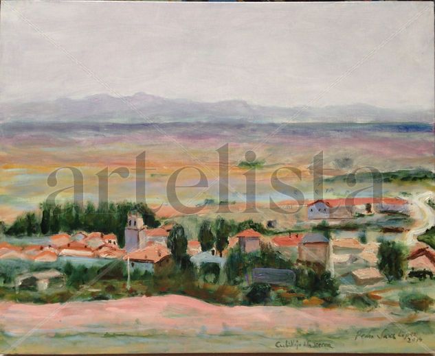 Cubillejo,cubillejodelasierra,paisajes,campo,vintage,retro,cuadros,pintura,oleo,arboles,rural Oil Panel Landscaping