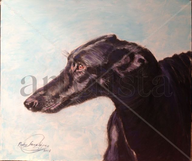 Galgo, negro izquierda,galgos,caza,cazadores,mascotas,perros,animales, Oil Panel Animals