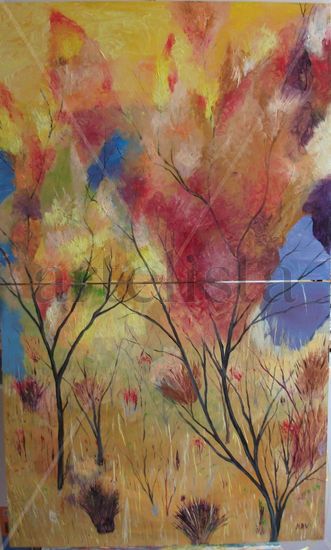 incendio en otoño Oil Panel Landscaping