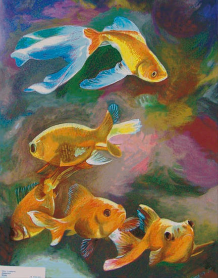 PECES Óleo Tabla Paisaje