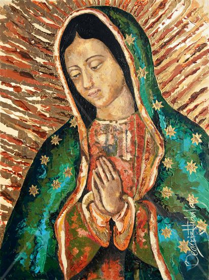 Virgen Santísima de Guadalupe, gran corazón infinito Acrílico Lienzo Retrato