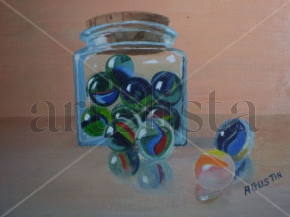 recuerdo de juegos de canicas Oil Panel Still Life Paintings