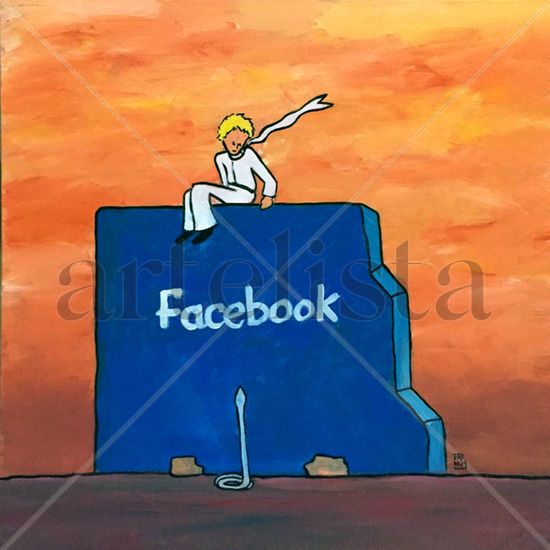 El Facebook del Principito Acrylic Canvas Landscaping