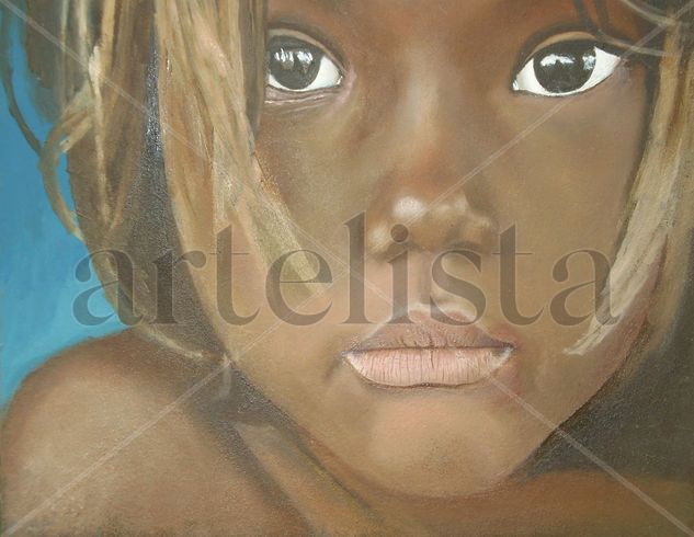 mirada de gratitud Oil Panel Figure Painting