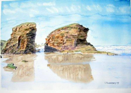 LAS CATEDRALES1 Watercolour Glass Marine Painting