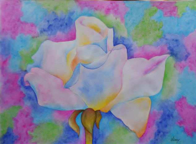 Rosa Arcoiris.(Rainbow rose) Watercolour Paper Floral Painting