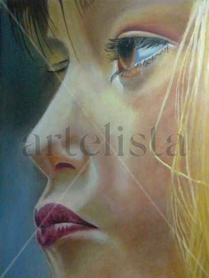 tristeza Oil Panel Figure Painting