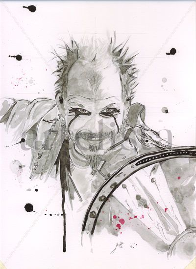 Vikings Floki Watercolour Paper Portrait