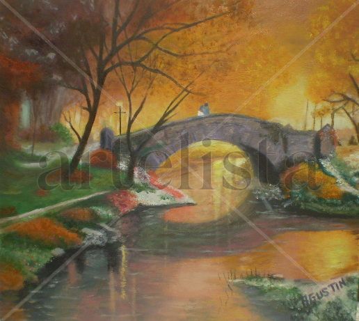 puente a media noche Oil Panel Landscaping