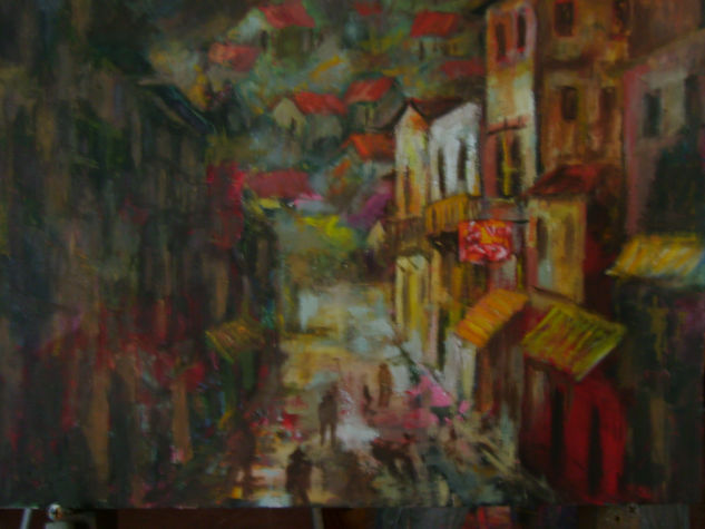 Calle y Cerro. Oil Canvas Landscaping