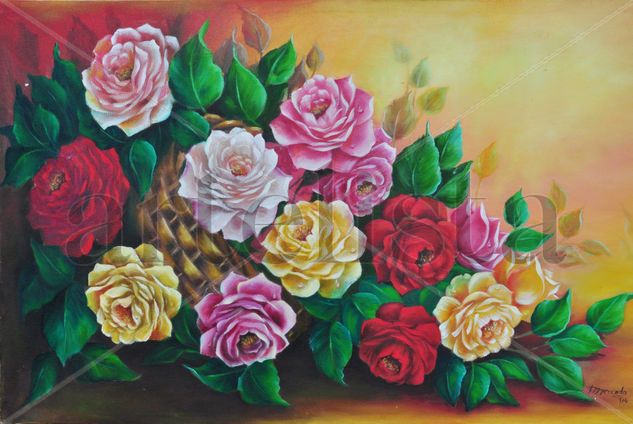 rosas Acrylic Canvas Floral Painting