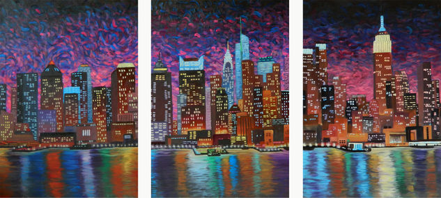 Luces de Nueva york Oil Canvas Others