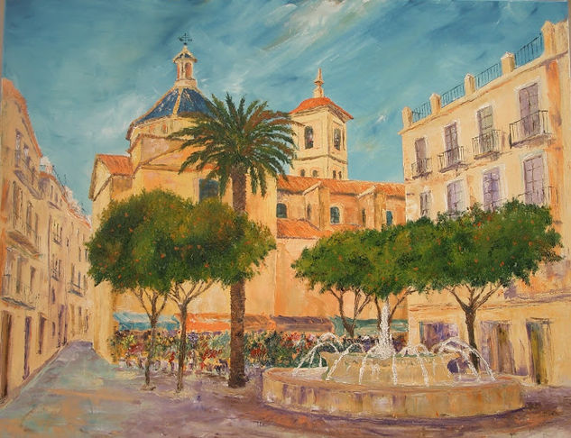 PLAZA DE LAS FLORES DE MURCIA Oil Canvas Landscaping