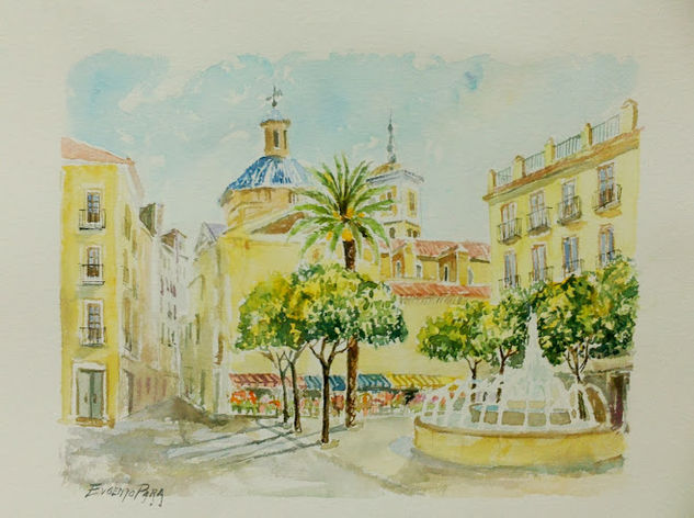 PLAZA DE LAS FLORES DE MURCIA Watercolour Paper Landscaping