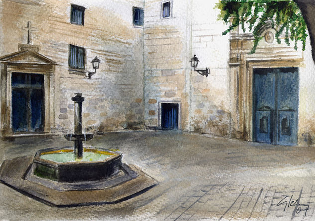 Plaza Sant Felip Neri Watercolour Card Landscaping