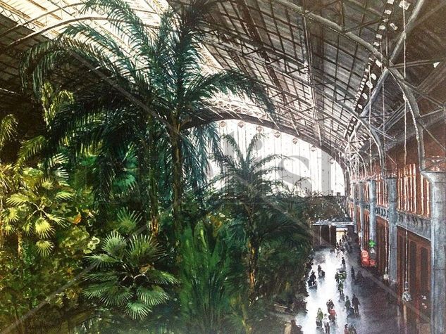 Madrid, Estación de Atocha Acuarela Papel Paisaje